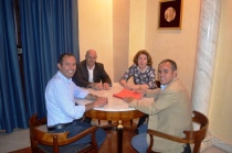 La firma del protocollo d'intesa: Mauro Mazzola, Sergio Cacio, Antonella Scolamiero e Gennaro Tornatore